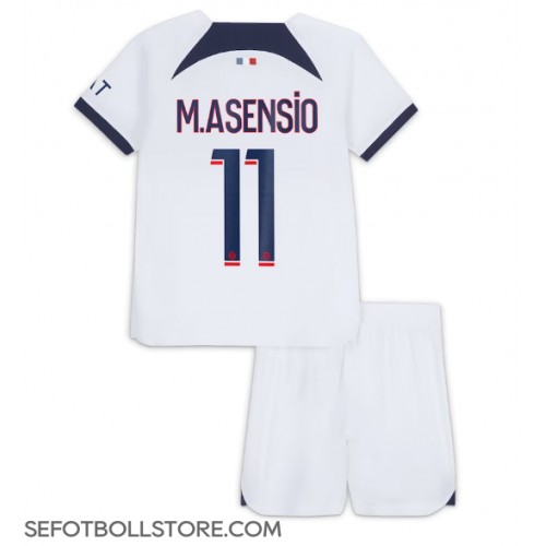 Paris Saint-Germain Marco Asensio #11 Replika babykläder Bortaställ Barn 2023-24 Kortärmad (+ korta byxor)